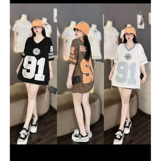   Áo thun chất cotton khô 3158 form rộng tay lỡ - Cổ tim 91