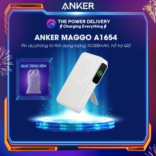 Pin dự phòng từ tính Anker MagGo Power Bank (10K) A1654, màn hình hiển thị, hỗ trợ Qi2, sạc không dây 15W, PD 27W