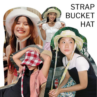 Nón tai bèo rộng vành che nắng có dây cột, phụ kiện tô điểm thêm outfit NEENEE STRAP BUCKET HAT