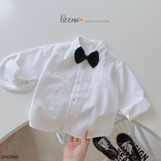 Áo sơ mi trắng cổ đức Beemo xếp li ngực size 80 - 130