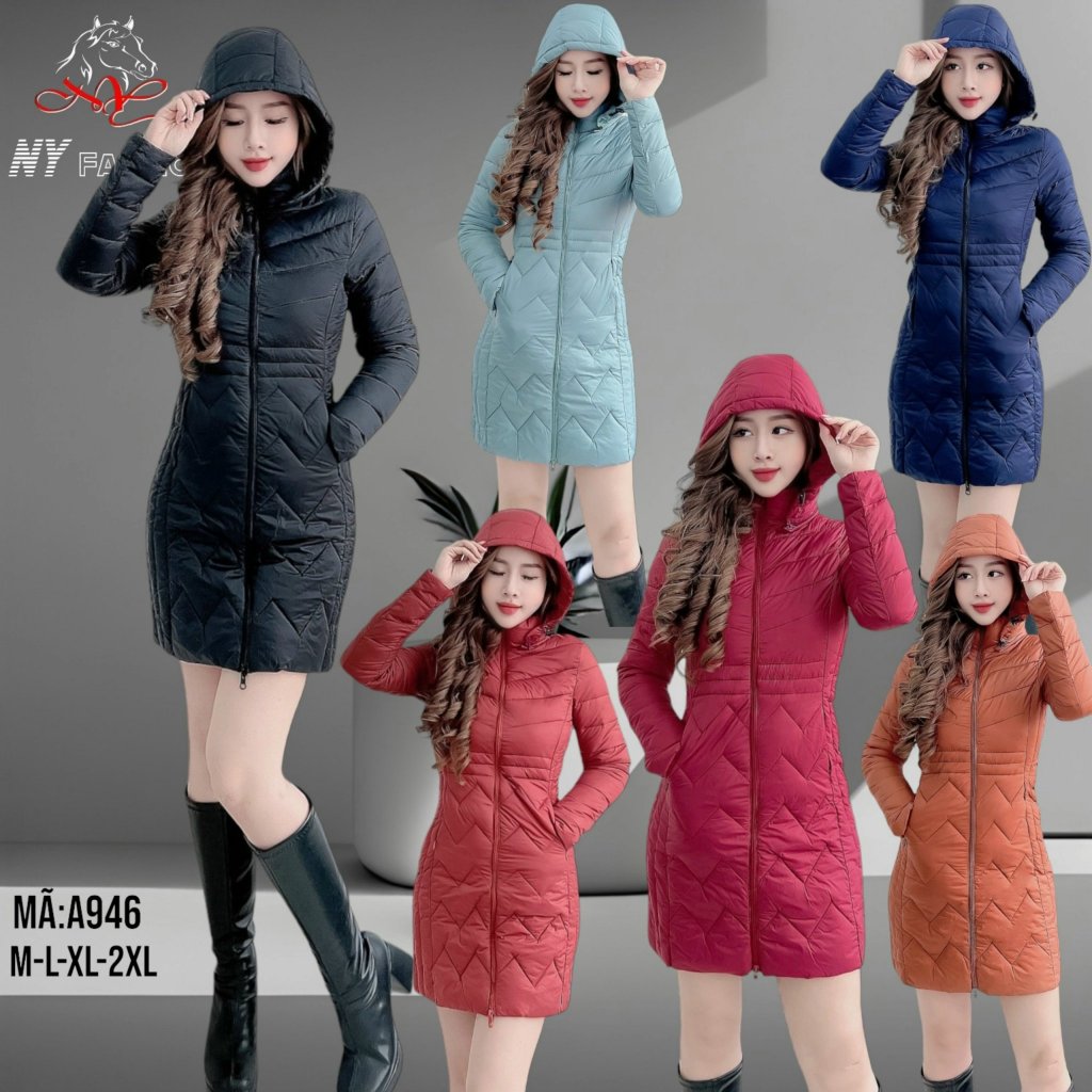 áo khoác nữ Cúc Fashion kiểu hottrend cao cấp đẹp vải siêu nhẹ siêu ấm áo phao dáng dài trần ngang AP946