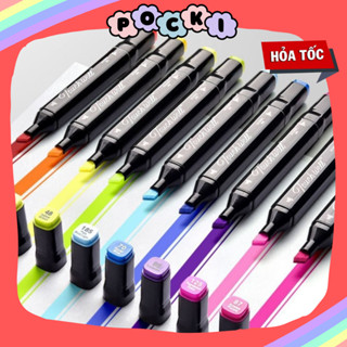 48 Cây Bút màu Marker POCKI Touch Cool 2 Đầu tô màu dạ vẽ tranh anime SÉT BÚT MÀU DẠ KÈM TÚI cao cấp đa dạng mẫu HL05