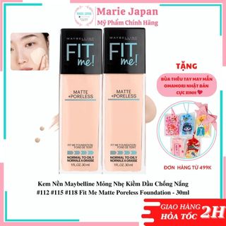 Kem Nền Maybelline Mỏng Nhẹ Kiềm Dầu Chống Nắng Fit Me Matte Poreless Foundation 30ml