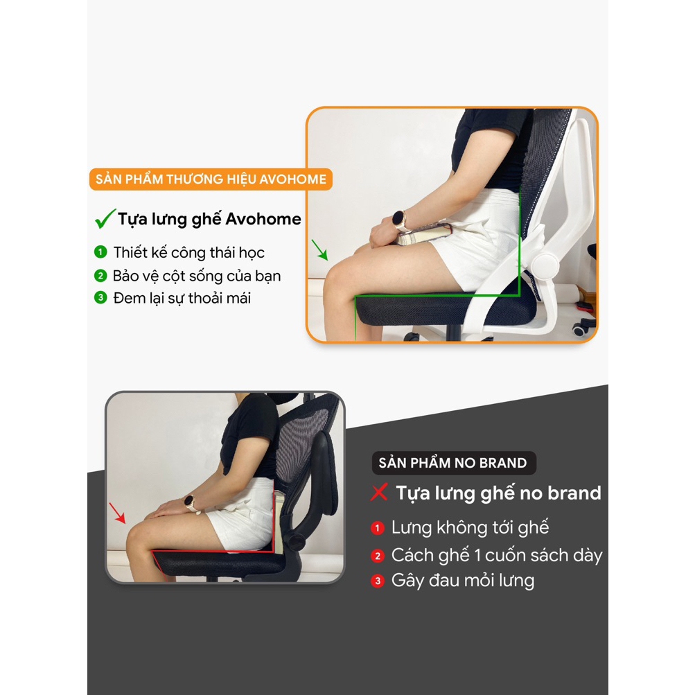 Ghế văn phòng Avohome công thái học chân xoay có tựa đầu bảo vệ cột sống | BigBuy360 - bigbuy360.vn