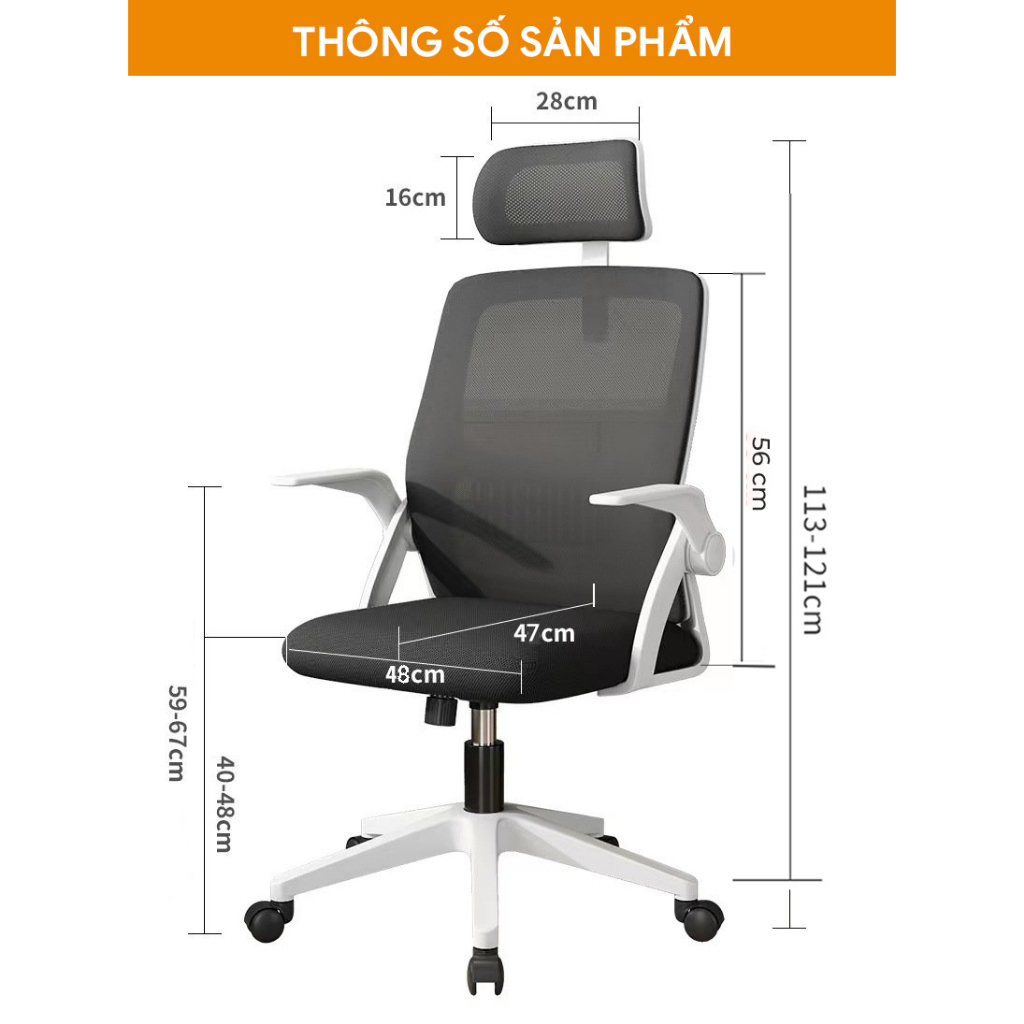 Ghế văn phòng Avohome công thái học chân xoay có tựa đầu bảo vệ cột sống | BigBuy360 - bigbuy360.vn