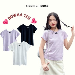 Áo thun nữ tay ngắn cổ tròn điểm nhấn nơ đằng sau thiết kế cột nơ khoét tròn Bowaa Tee - Sibling House