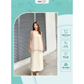 Đầm dài ODS sát nách viền ren bi sườn cột vạt sau lưng - ZP4