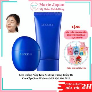 Kem chống nắng Kose Sekkisei Dưỡng Trắng Da Cao Cấp Clear Wellness Milk/Gel Mới 2022
