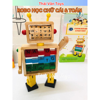 Đồ chơi gỗ robot học chữ cái tiếng việt và phép tính toán