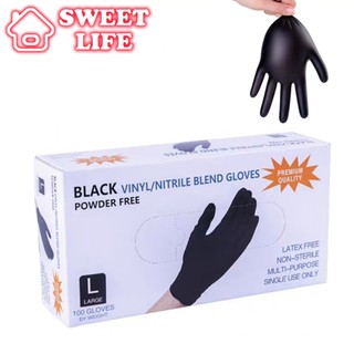 Găng tay cao su đen làm nail - hộp 100 chiếc găng tay cao su đen không bột sz S,M - bao tay cao su y tế sử dụng 1 lần