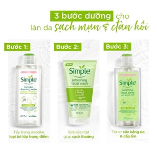 Combo simple tẩy trang 200ml + sửa rửa mặt 150ml + nước hoa hồng 200ml