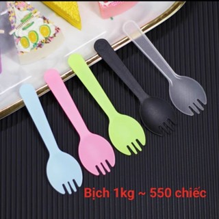 Sỉ bịch 1kg nĩa nhựa đẹp ăn bánh kem, dĩa nhựa ăn bánh dùng 1 lần