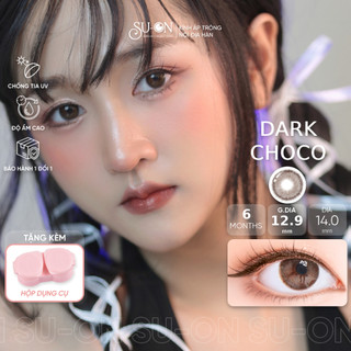 Lens cận nâu tự nhiên DARK CHOCO PONG kính áp tròng Hàn Quốc chính hãng 14mm,  siêu êm 6 tháng
