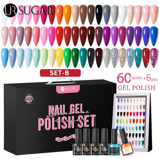 UR SUGAR Sơn Gel Set 66 Màu Sơn Móng Tay Gel Uv Đỏ Nâu Xanh Nhũ Lấp Lánh Sơn Gel Móng Tay Set Bộ Sơn Gel 7ml