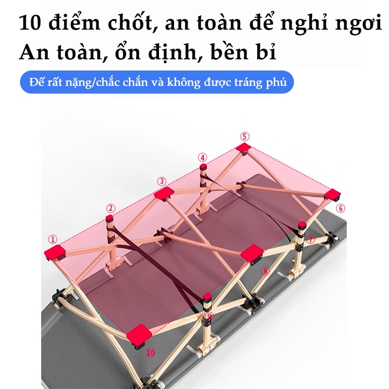 HEINO 1m9 Giường xếp gọn văn phòng chân kim loại di động ngủ trưa đi cắm trại decor homestay đẹp | BigBuy360 - bigbuy360.vn