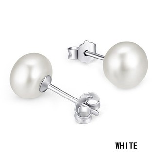 Bông tai đính ngọc trai thật chuôi bạc 8-9 mm
