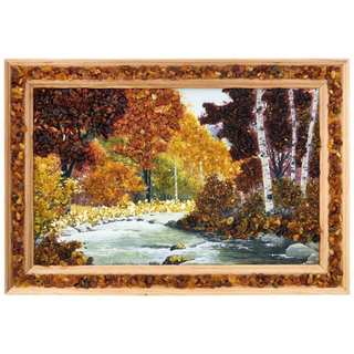 Tranh hổ phách “Landscape” Luxury Gift chất liệu Đá tự nhiên Hổ Phách kích thước 28×20 cm sang trọng