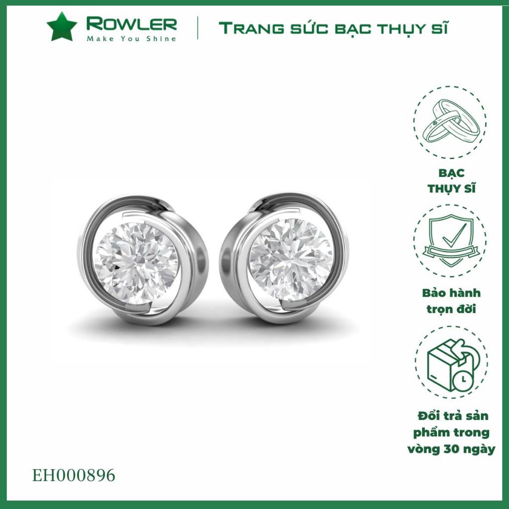 Khuyên tai bạc ROWLER đính đá Moissanite 5.0ly sang trọng - Bông tai bạc 925 cá tính EH000896