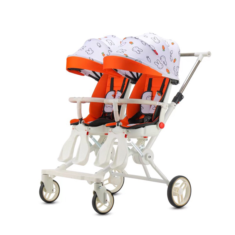 Xe đẩy đôi gập gọn nằm được có mái che ( có sẵn