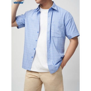 Sơmi ngắn tay VIETTIEN SMART CASUAL lai ngang vải sợi hoa hồng phom regular - 6S0450NR1/SN8Z