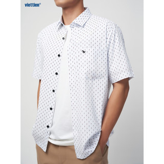 Sơmi ngắn tay VIETTIEN SMART CASUAL form Regular fit lai ngang Vải sợi hoa hồng - 6S2053BF1/SNIZ