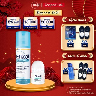 Combo Xịt Khử Mùi Tức Thì Etiaxil 100ml và Lăn Khử Mùi Ngăn Mồ Hôi Etiaxil 15ml (nhãn xanh)