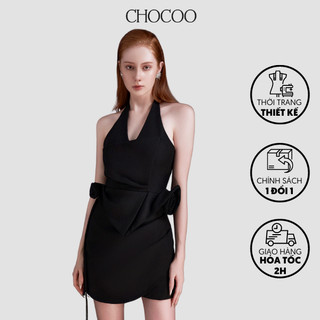 Đầm yếm hở lưng thiết kế CHOCOO CHRISSY GOWN DRESS có mút ngực xoắn hoa hồng sang trọng và quyến rũ