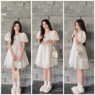 ĐẦM LỤA VOAN BABYDOLL CỔ VUÔNG TAY PHỒNG