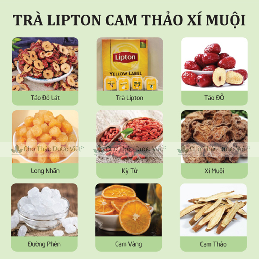 Trà lipton xí muội cam thảo, set trà tắc xí muội 10 vị mix sẵn mát gan, thanh nhiệt, giảm stress
