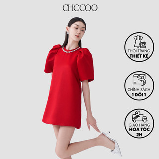 Đầm suông thiết kế CHOCOO BOA SWEETHEART DRESS chất liệu phi lụa Pháp, chi tiết khoét lưng trái tim đính đá cao cấp