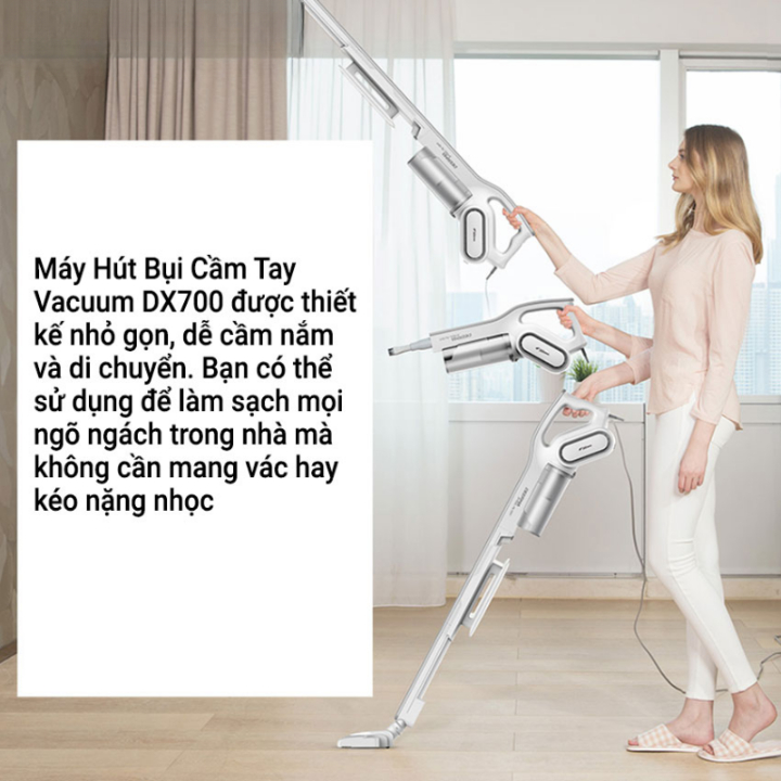 Máy Hút Bụi Cầm Tay DEERMA DX700 -Công nghệ lốc xoáy - Pro Cyclone, Rocket Vacuum hiện đại - Máy Hút Bụi Giường Đệm
