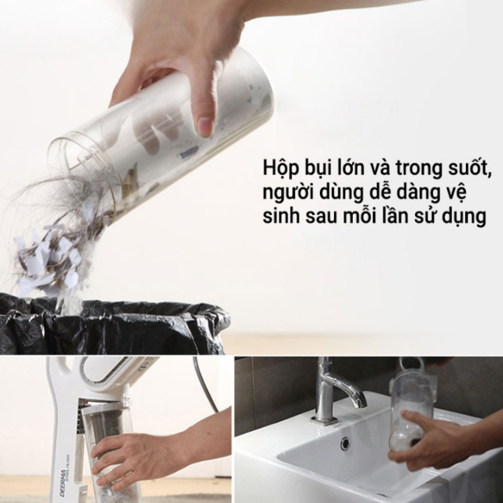 Máy Hút Bụi Cầm Tay DEERMA DX700 -Công nghệ lốc xoáy - Pro Cyclone, Rocket Vacuum hiện đại - Máy Hút Bụi Giường Đệm