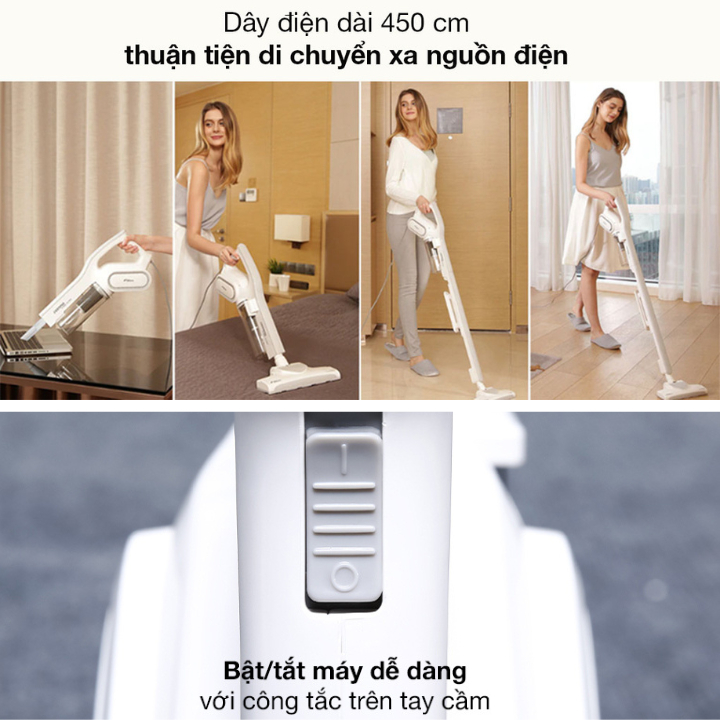 Máy Hút Bụi Cầm Tay DEERMA DX700 -Công nghệ lốc xoáy - Pro Cyclone, Rocket Vacuum hiện đại - Máy Hút Bụi Giường Đệm