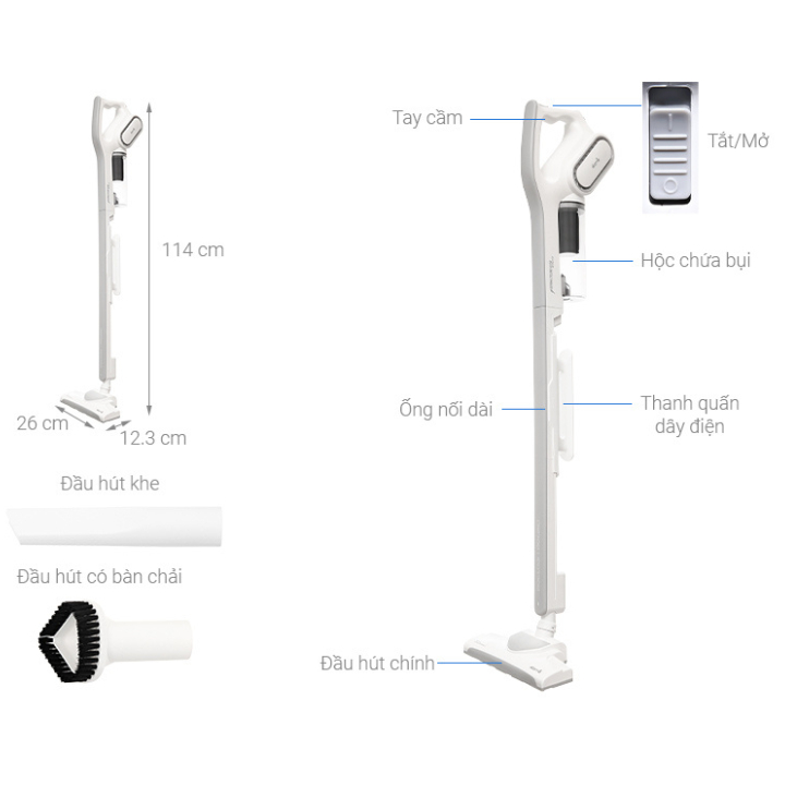 Máy Hút Bụi Cầm Tay DEERMA DX700 -Công nghệ lốc xoáy - Pro Cyclone, Rocket Vacuum hiện đại - Máy Hút Bụi Giường Đệm