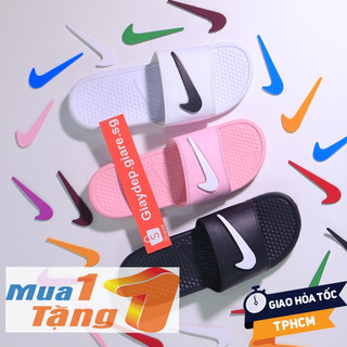 Mua 1 tặng 1 - dép nữ quai ngang nike benassi logo dán xé 7 màu