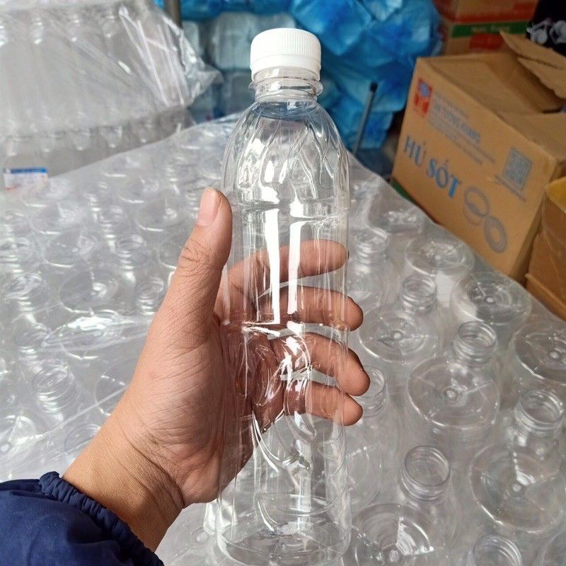 Chai nhựa tròn 350ml - 500ml nước - chai nhựa trơn 350ml  500ml kèm nắp nhựa dày dặn