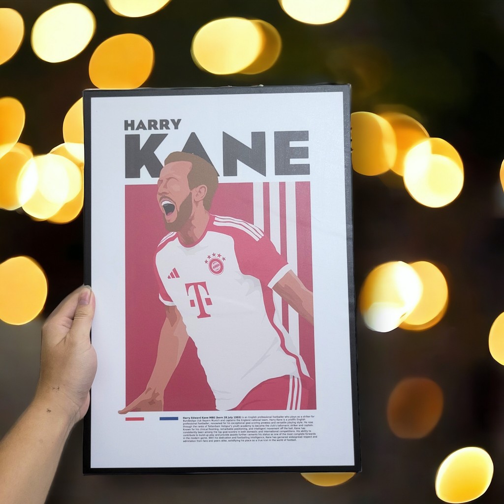 ẢNH SHOP CHỤP ⭐️ Poster Cầu Thủ Harry Kane - Áo Đội Bayern Munich - TRANH TREO TƯỜNG BÓNG ĐÁ⭐️ MIỄN 