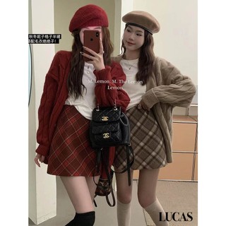 Chân váy kẻ ô chéo to dáng ngắn basic