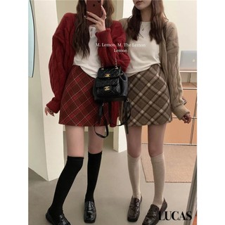 Chân váy kẻ ô chéo to dáng ngắn basic