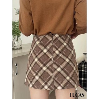 Chân váy kẻ ô chéo to dáng ngắn basic