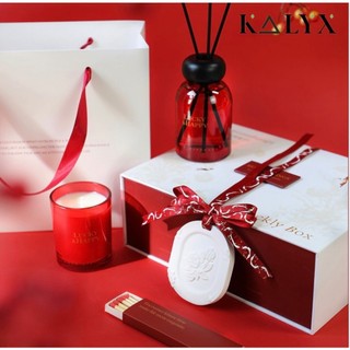 Set tinh dầu thơm, thẻ thơm và nến thơm lucky kalyx, set quà tặng fullbox kèm túi quà tặng sang trọng