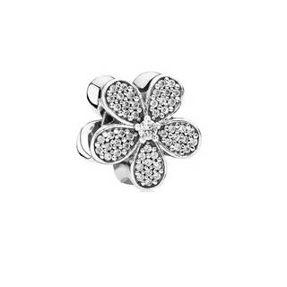 Charm xỏ pandora hoa 5 cánh đính đá 1615 - charm chuẩn bạc s925