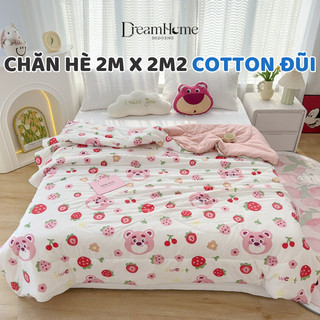 Chăn cotton đũi hàn quốc 2mx2m2 trần bông sơ đậu nành mềm mại, thoáng mát không bị xô bông DREAMHOME