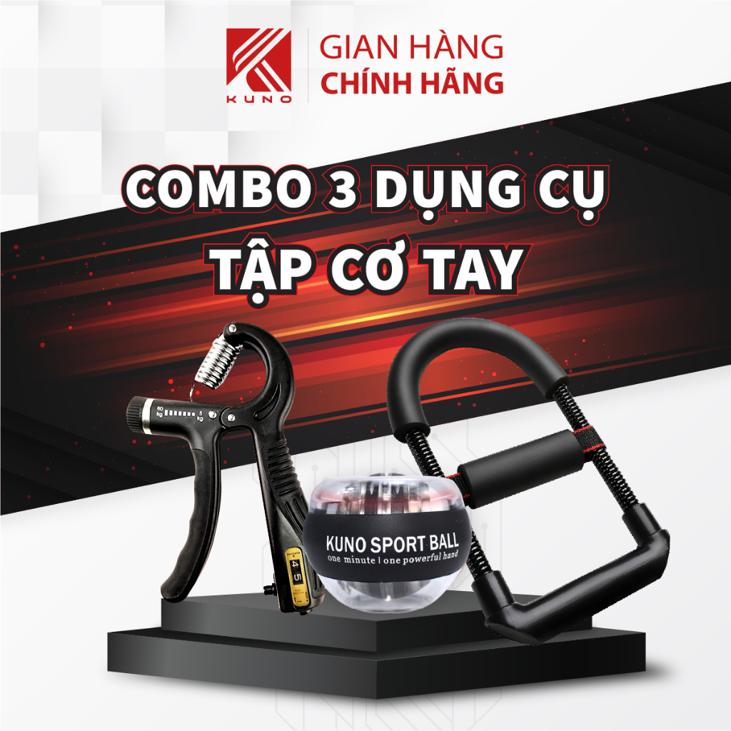 Combo 3 Món Dụng Cụ Tập Tay KUNOSPORT Kìm Bóp Tay ,Bóng Tập Cổ Tay ,Lò Xo Tập Tay Chữ U