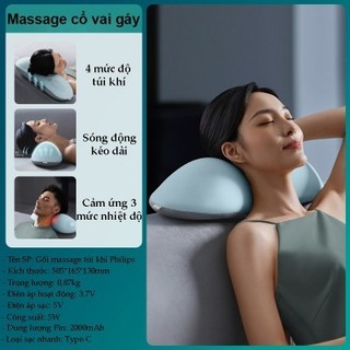 Gối massage Philips chườm nóng, Thiết bị mát xoa gáy giảm đau nhưc vai gáy, Gối chườm nóng túi khí massage nhẹ nhàng