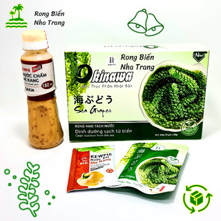 Rong nho tách nước Okinawa hộp 240g (12 gói x 20g) - Tặng 1 gói và 1 chai nước chấm mè 180ml