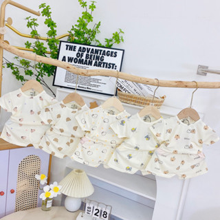 (MS15)Bộ cộc tay thun lạnh peptit in cả thân phong cách hàn quốc cho bé trai/bé gái