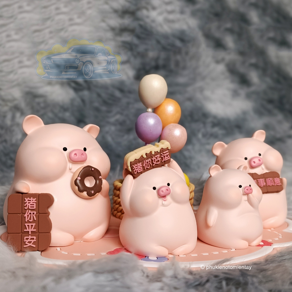 Bộ Tượng Heo Hồng Dễ Thương Trang Trí Xe Hơi và Bàn Làm Việc 4