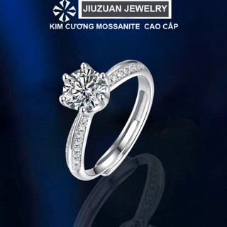 Nhẫn kim cương moissanite nhẫn bạc nữ 925 đính đá cao cấp 5 ly, 7 ly, kiểm định gra jiuzuan n31
