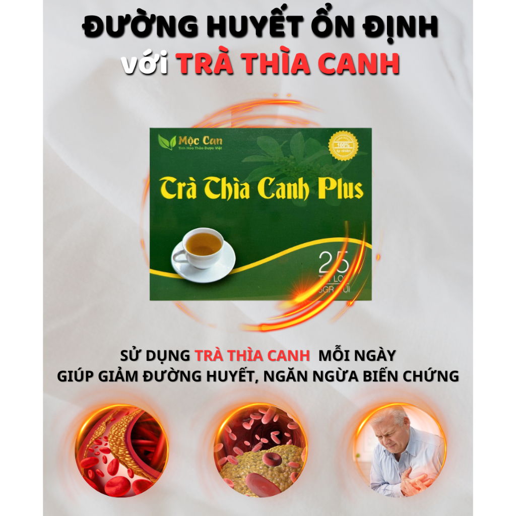 Trà Dây Thìa Canh Mộc Can hạ đường huyết, ngưng biến chứng tiểu đường, hỗ trợ ổn định đường huyết hộp 25 túi lọc